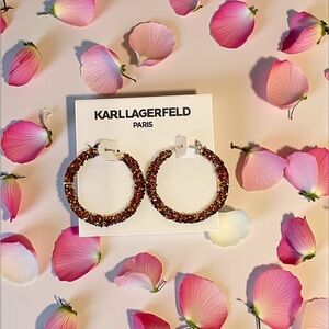 Karl Lagerfeld Women's Red and Gold Hoop Earrings NWT